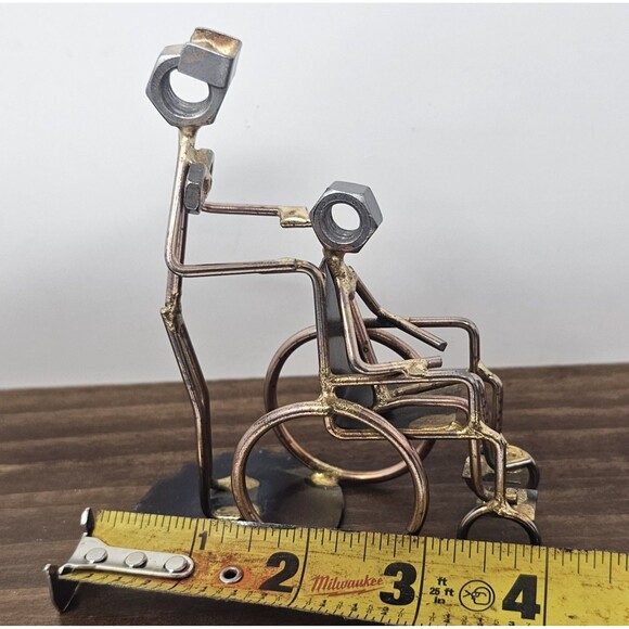 Caregiver Nurse Wheelchair Handmade Rock Creek Metal Art Figurine Desk Accessory - Picture 9 of 10